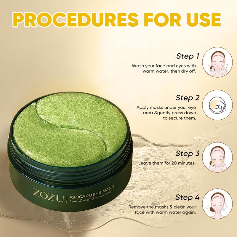 Avocado Moisturizing Eye bagMask,60pcs/set Under Eye Mask, Eye Care Product for Dark Eye Bags,