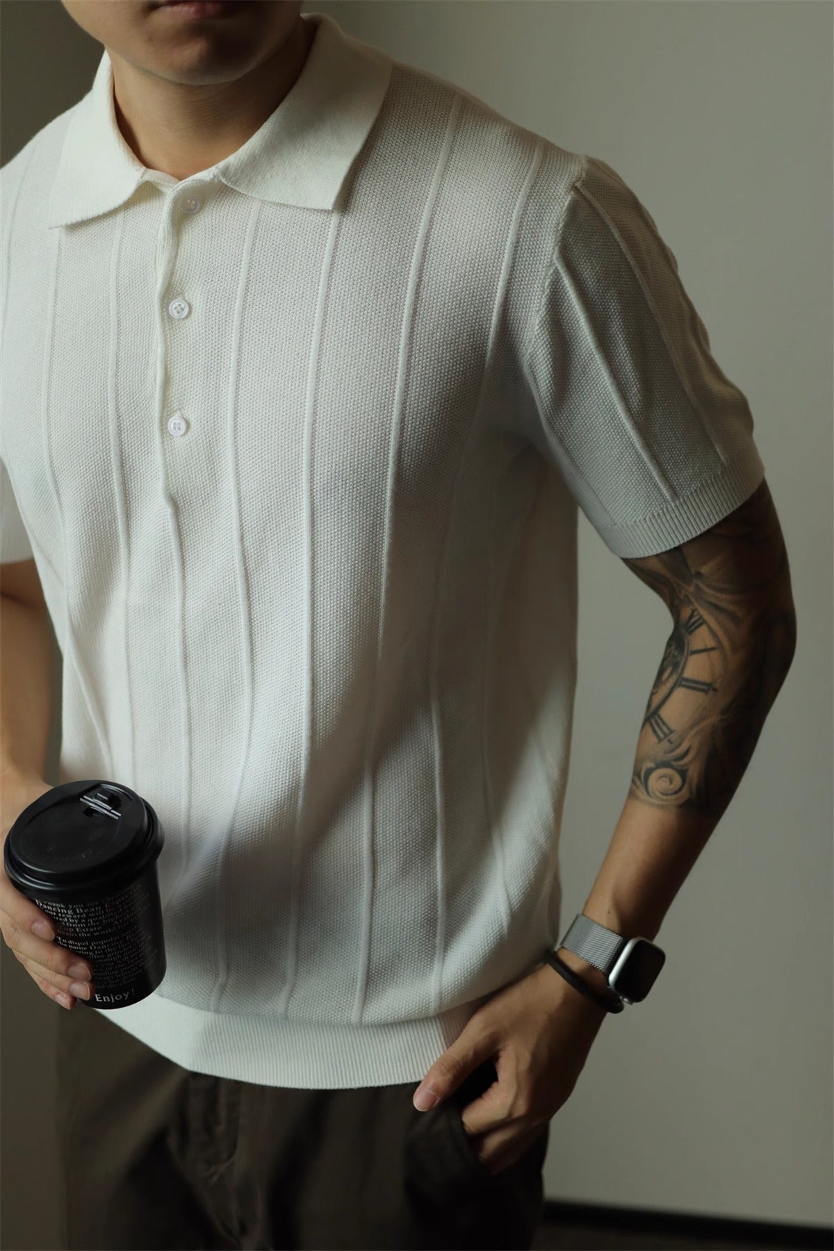 American Style Men’s T-Shirt – Solid Color Short Sleeve Basic Top