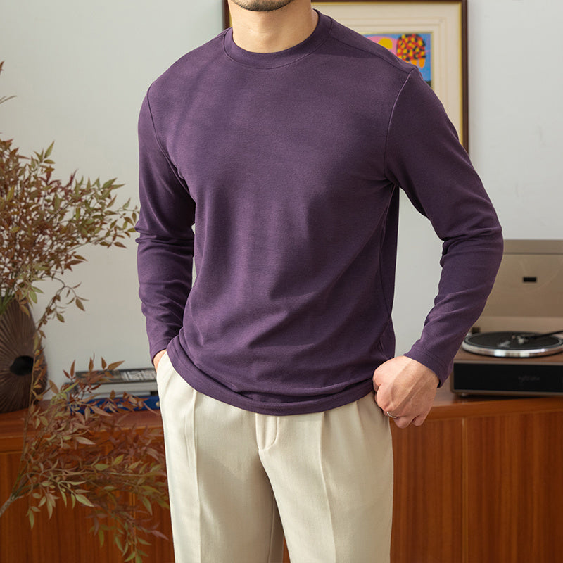 Men’s Long Sleeve T-Shirt – Casual Fashion Round Neck Top