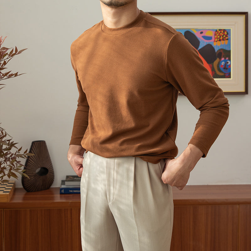 Men’s Long Sleeve T-Shirt – Casual Fashion Round Neck Top