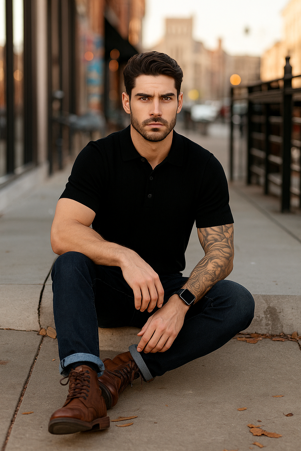 American Style Men’s T-Shirt – Solid Color Short Sleeve Basic Top