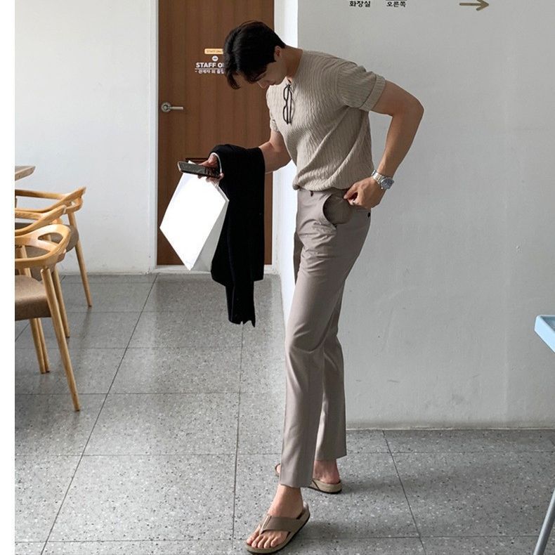 All-Match Men’s Casual Knitted Tee – Pure Color Summer Fashion T-Shirt