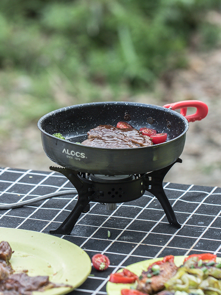 Alocs Non-Stick Frying Pan – Medical Stone Coating, Foldable Handle, Ideal for Home & Outdoor Cooking