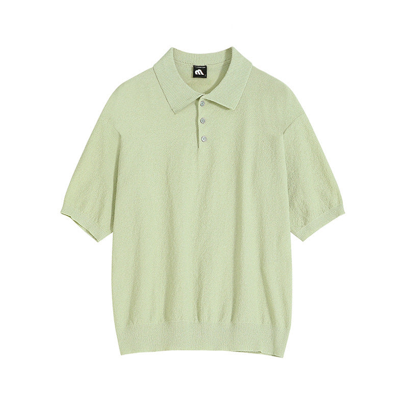Men’s Retro Knitted Polo Shirt – Short Sleeve Casual Summer Top