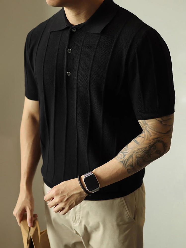 American Style Men’s T-Shirt – Solid Color Short Sleeve Basic Top