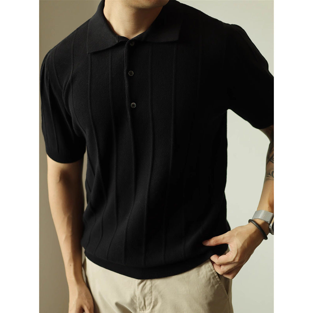 American Style Men’s T-Shirt – Solid Color Short Sleeve Basic Top