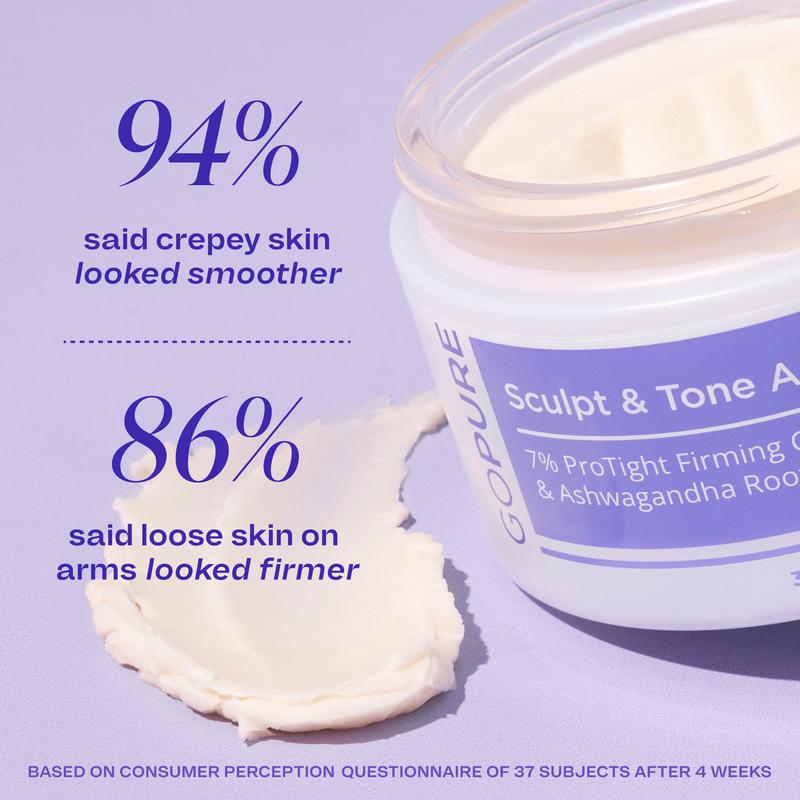 GOPURE Sculpt & Tone Arm Cream with 7% ProTight Firming Complex & Ashwagandha Root Extract Daily Hydrating Moisturizer for Loose Skin Repair