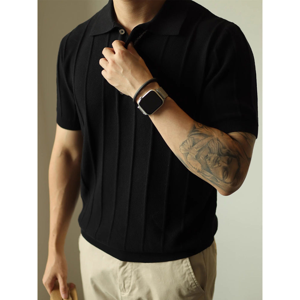 American Style Men’s T-Shirt – Solid Color Short Sleeve Basic Top