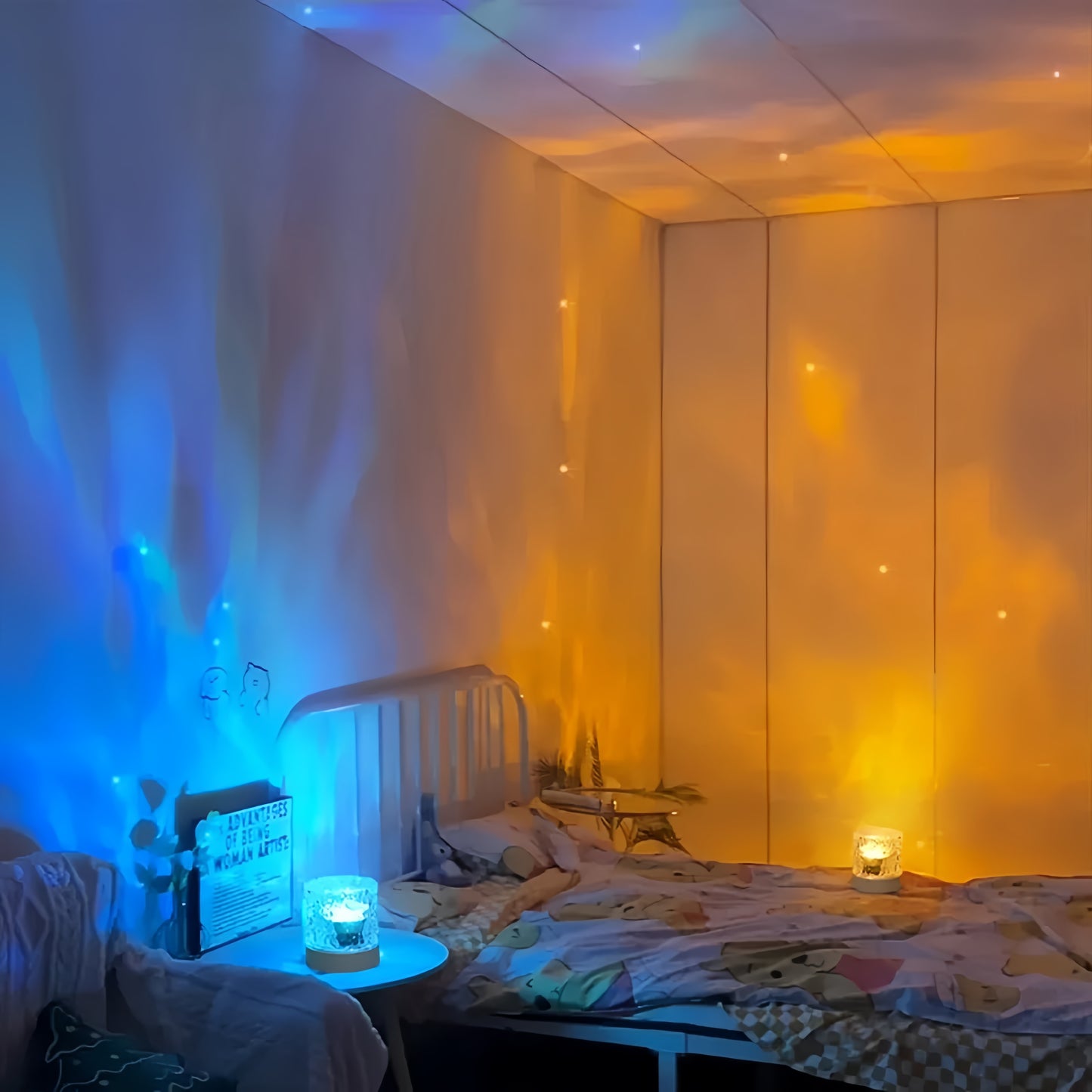 Water Ripple Projector Lamp ๐ 16-Color LED Night Light | Ocean Wave & Flame Effect Mood Lighting for Bedroom & Home Decor