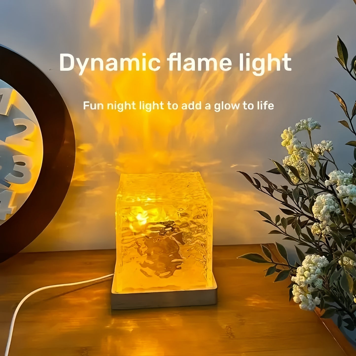Water Ripple Projector Lamp ๐ 16-Color LED Night Light | Ocean Wave & Flame Effect Mood Lighting for Bedroom & Home Decor