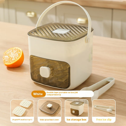 Two-in-One Ice Cube Tray Mold with Storage Box – Large Capacity, 3 Layers