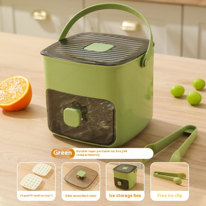Two-in-One Ice Cube Tray Mold with Storage Box – Large Capacity, 3 Layers