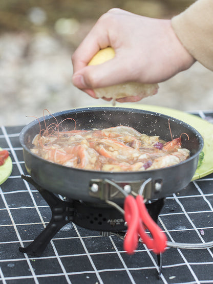 Alocs Non-Stick Frying Pan – Medical Stone Coating, Foldable Handle, Ideal for Home & Outdoor Cooking