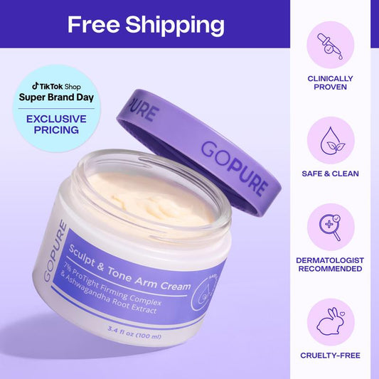 GOPURE Sculpt & Tone Arm Cream with 7% ProTight Firming Complex & Ashwagandha Root Extract Daily Hydrating Moisturizer for Loose Skin Repair