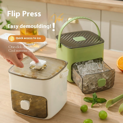 Two-in-One Ice Cube Tray Mold with Storage Box – Large Capacity, 3 Layers