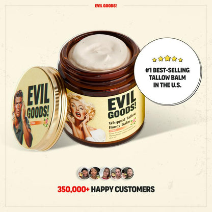 Evil Goods Whipped Beef Tallow & Manuka Honey Cream – Organic Face Moisturizer, Body Lotion & Lip Balm | 100% Natural Skincare