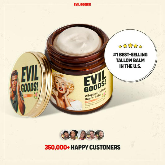 Evil Goods Whipped Beef Tallow & Manuka Honey Cream – Organic Face Moisturizer, Body Lotion & Lip Balm | 100% Natural Skincare