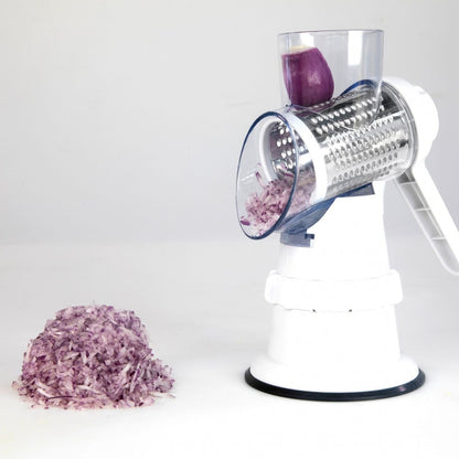 3-in-1 Manual Vegetable Slicer – Mandolin Shredder, Grater & Round Chopper for Kitchen