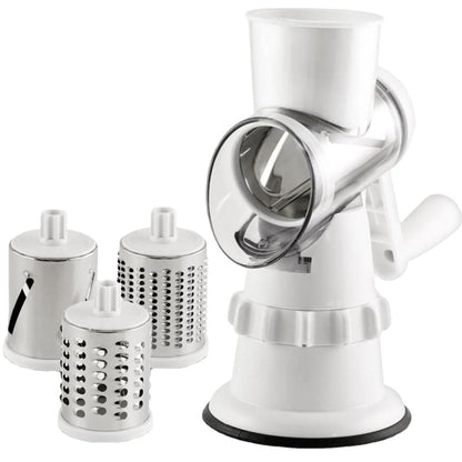 3-in-1 Manual Vegetable Slicer – Mandolin Shredder, Grater & Round Chopper for Kitchen