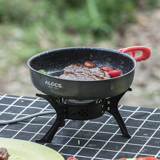 Alocs Non-Stick Frying Pan – Medical Stone Coating, Foldable Handle, Ideal for Home & Outdoor Cooking