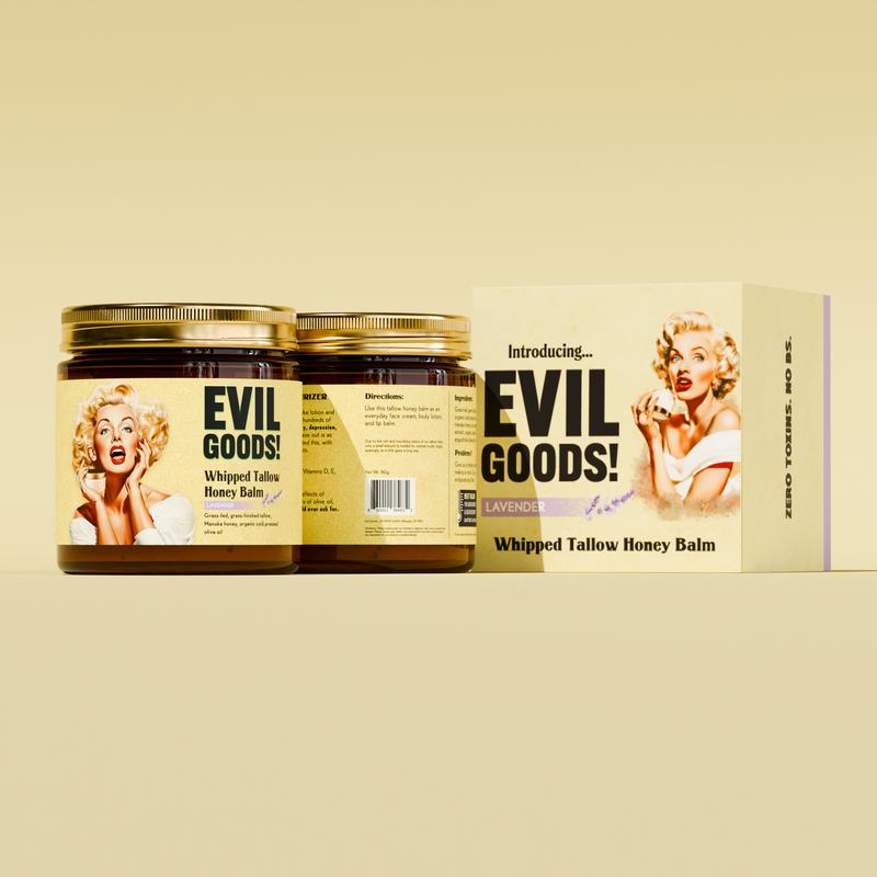 Evil Goods Whipped Beef Tallow & Manuka Honey Cream – Organic Face Moisturizer, Body Lotion & Lip Balm | 100% Natural Skincare