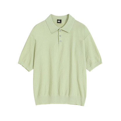 Men’s Retro Knitted Polo Shirt – Short Sleeve Casual Summer Top