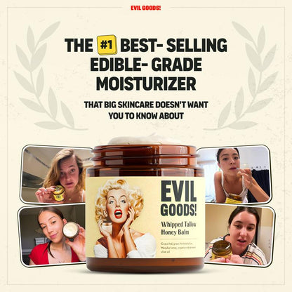 Evil Goods Whipped Beef Tallow & Manuka Honey Cream – Organic Face Moisturizer, Body Lotion & Lip Balm | 100% Natural Skincare