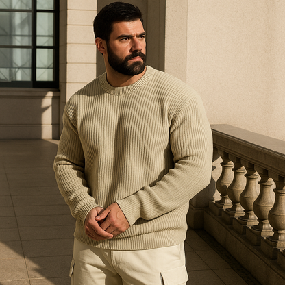 Men’s Europe Style Knitted Coat – Trendy Loose Fit Round Neck Sweater Jacket