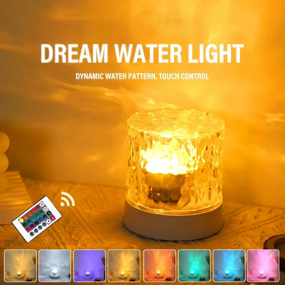 Water Ripple Projector Lamp 🌊 16-Color LED Night Light | Ocean Wave & Flame Effect Mood Lighting for Bedroom & Home Decor